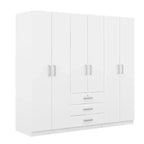 Armoire de chambre en bois à 6 portes avec grands tiroirs