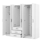 Armoire de chambre en bois à 6 portes avec grands tiroirs