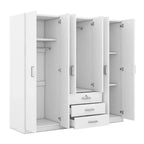 Armoire de chambre en bois à 6 portes avec grands tiroirs