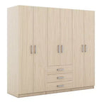 Armoire de chambre en bois à 6 portes avec grands tiroirs
