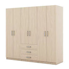Armoire de chambre en bois à 6 portes avec grands tiroirs