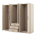 Armoire de chambre en bois à 6 portes avec grands tiroirs