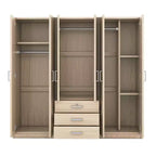 Armoire de chambre en bois à 6 portes avec grands tiroirs
