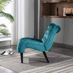 Fauteuil d'appoint sans accoudoirs en velours moderne / Chaise de loisirs, chaise confortable en tissu capitonné avec pieds en bois pour chambre à coucher