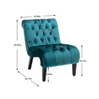 Fauteuil d'appoint sans accoudoirs en velours moderne / Chaise de loisirs, chaise confortable en tissu capitonné avec pieds en bois pour chambre à coucher