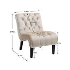 Fauteuil d'appoint sans accoudoirs en velours moderne / Chaise de loisirs, chaise confortable en tissu capitonné avec pieds en bois pour chambre à coucher