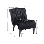 Fauteuil d'appoint sans accoudoirs en velours moderne / Chaise de loisirs, chaise confortable en tissu capitonné avec pieds en bois pour chambre à coucher