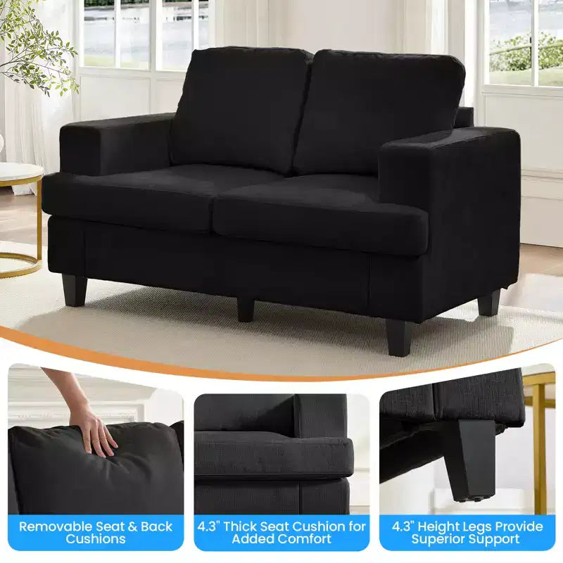 Canapé sectionnel 56 pouces, causeuse en tissu chenille, convertible confortable, canapés 2 places rembourrés