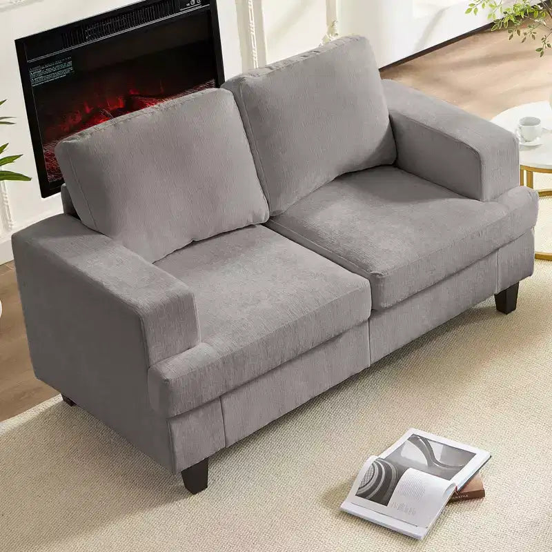 Canapé sectionnel 56 pouces, causeuse en tissu chenille, convertible confortable, canapés 2 places rembourrés