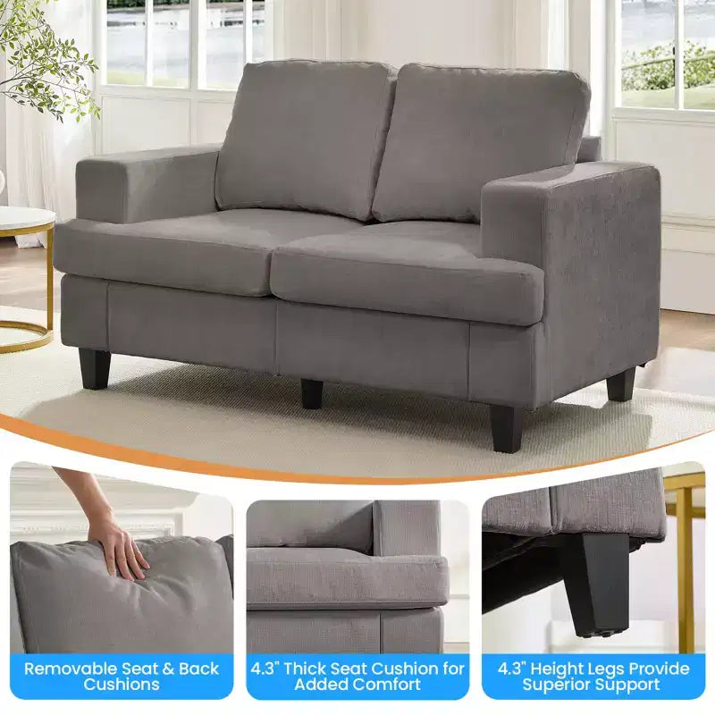 Canapé sectionnel 56 pouces, causeuse en tissu chenille, convertible confortable, canapés 2 places rembourrés