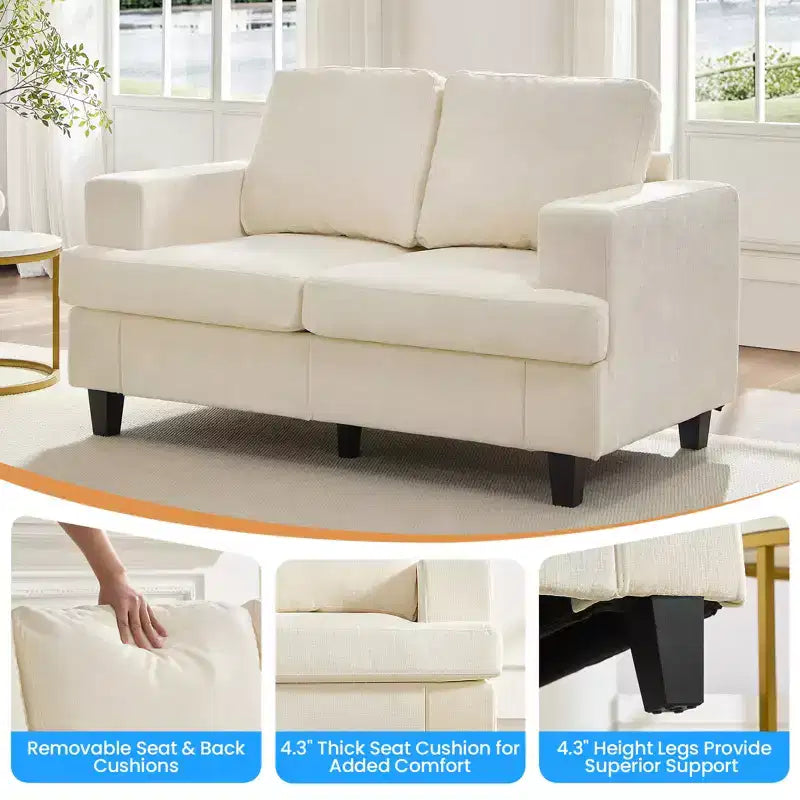 Canapé sectionnel 56 pouces, causeuse en tissu chenille, convertible confortable, canapés 2 places rembourrés