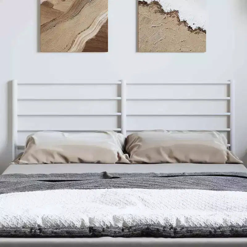 Tête de lit métallique durable, style moderne, blanche, pour lit double