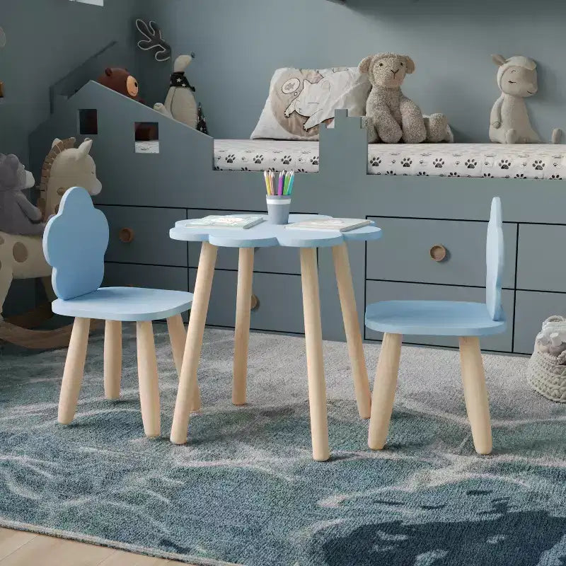 Ensemble table et chaises 3 pièces nuage en bois pour enfants Buzz & Bloom