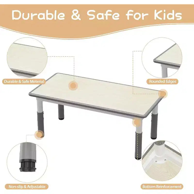 Ensemble Table et 4 Chaises pour Enfants, Table et Chaises Réglables en Hauteur pour Tout-Petits, Mobilier de Jeu pour Enfants pour la Lecture, le Dessin