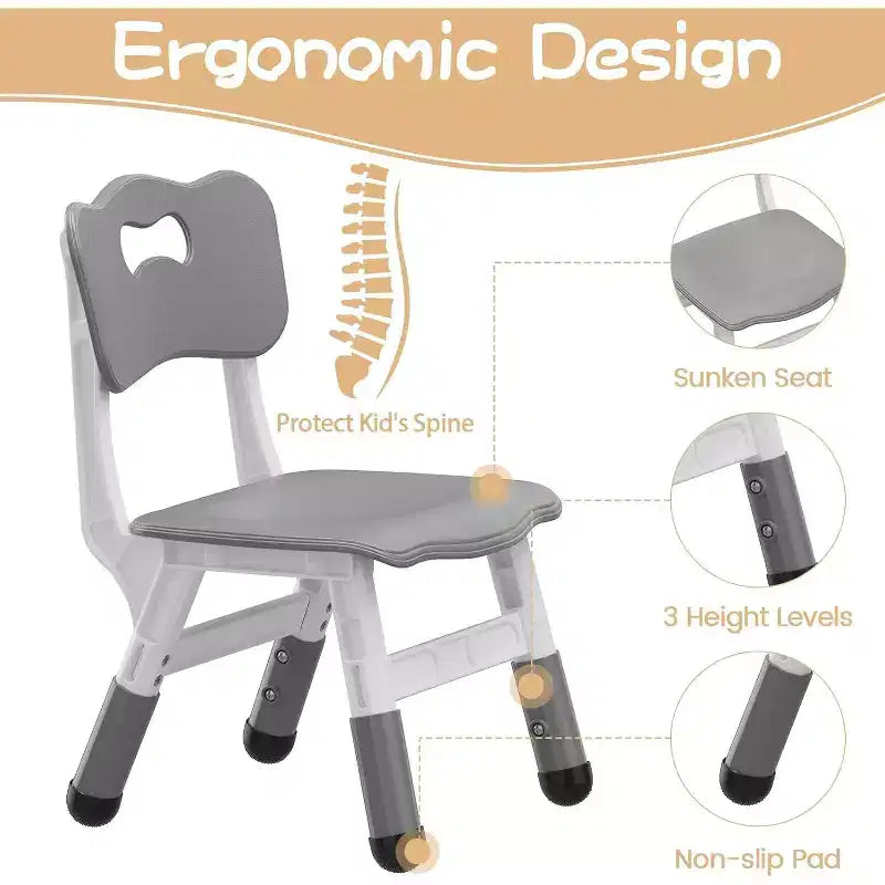 Ensemble Table et 4 Chaises pour Enfants, Table et Chaises Réglables en Hauteur pour Tout-Petits, Mobilier de Jeu pour Enfants pour la Lecture, le Dessin