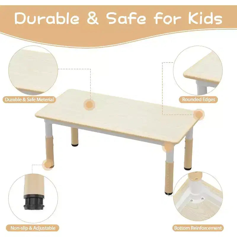 Ensemble Table et 4 Chaises pour Enfants, Table et Chaises Réglables en Hauteur pour Tout-Petits, Mobilier de Jeu pour Enfants pour la Lecture, le Dessin