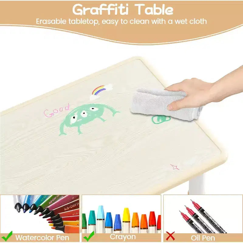 Ensemble Table et 4 Chaises pour Enfants, Table et Chaises Réglables en Hauteur pour Tout-Petits, Mobilier de Jeu pour Enfants pour la Lecture, le Dessin