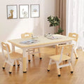 Kids Table and 4 Chairs Set, Height Adjustable Toddler Table and Chair, Kid Play Furniture for Reading, Drawing