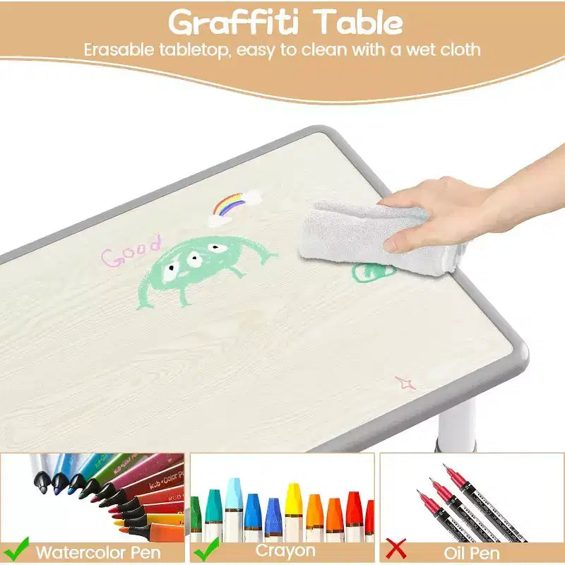 Ensemble Table et 6 Chaises pour Enfants avec Boîte de Rangement, Table et Chaises Réglables en Hauteur pour Enfants de 2 à 10 Ans, pour Garderie, Salle de Classe, Maison
