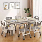 Ensemble Table et 6 Chaises pour Enfants avec Boîte de Rangement, Table et Chaises Réglables en Hauteur pour Enfants de 2 à 10 Ans, pour Garderie, Salle de Classe, Maison