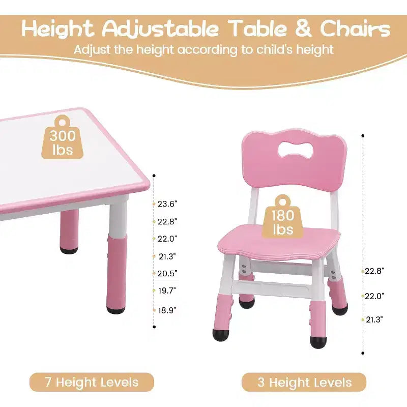 Ensemble Table et 6 Chaises pour Enfants avec Boîte de Rangement, Table et Chaises Réglables en Hauteur pour Enfants de 2 à 10 Ans, pour Garderie, Salle de Classe, Maison