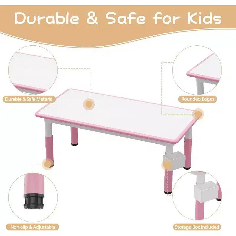 Ensemble Table et 6 Chaises pour Enfants avec Boîte de Rangement, Table et Chaises Réglables en Hauteur pour Enfants de 2 à 10 Ans, pour Garderie, Salle de Classe, Maison