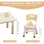Ensemble Table et 6 Chaises pour Enfants avec Boîte de Rangement, Table et Chaises Réglables en Hauteur pour Enfants de 2 à 10 Ans, pour Garderie, Salle de Classe, Maison