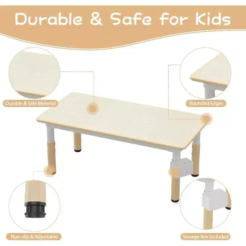 Ensemble Table et 6 Chaises pour Enfants avec Boîte de Rangement, Table et Chaises Réglables en Hauteur pour Enfants de 2 à 10 Ans, pour Garderie, Salle de Classe, Maison
