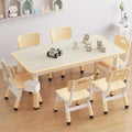 Kids Table and 6 Chair Set with Storage Box, Height Adjustable Toddler Table and Chairs Set for Ages 2-10, for Daycare, Classroom, Home