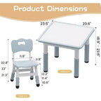 Ensemble table et 4 chaises pour enfants avec plateau en panneaux de particules, réglable en hauteur, patin antidérapant, ensemble repas compact et plateau durable
