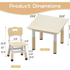 Ensemble table et 4 chaises pour enfants avec plateau en panneaux de particules, réglable en hauteur, patin antidérapant, ensemble repas compact et plateau durable