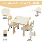 Ensemble table et 4 chaises pour enfants avec plateau en panneaux de particules, réglable en hauteur, patin antidérapant, ensemble repas compact et plateau durable