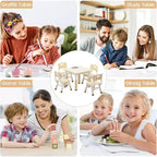 Ensemble table et 4 chaises pour enfants avec plateau en panneaux de particules, réglable en hauteur, patin antidérapant, ensemble repas compact et plateau durable