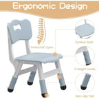 Ensemble table et 4 chaises pour enfants avec plateau en panneaux de particules, réglable en hauteur, patin antidérapant, ensemble repas compact et plateau durable