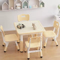 Kids Table and 4 Chairs Set with Particleboard Desktop, Height Adjustable, Anti-Slip Pad, Compact Dining Set, and Durable Desktop
