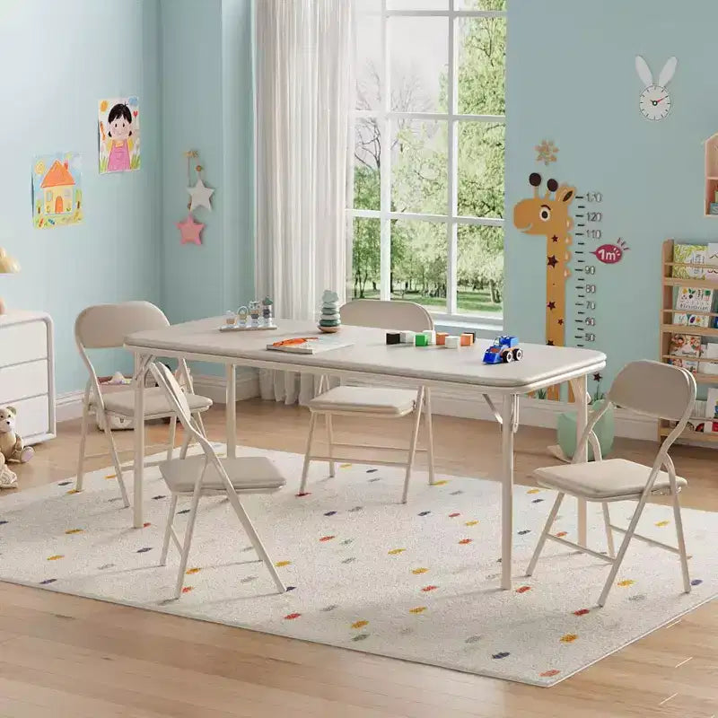 Ensemble table et chaises pliantes pour garçons et filles, 3 pièces, table et chaises portables avec coussin souple en PU, convient pour manger, lire et jouer
