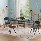 Ensemble table et chaises pliantes pour garçons et filles, 3 pièces, table et chaises portables avec coussin souple en PU, convient pour manger, lire et jouer