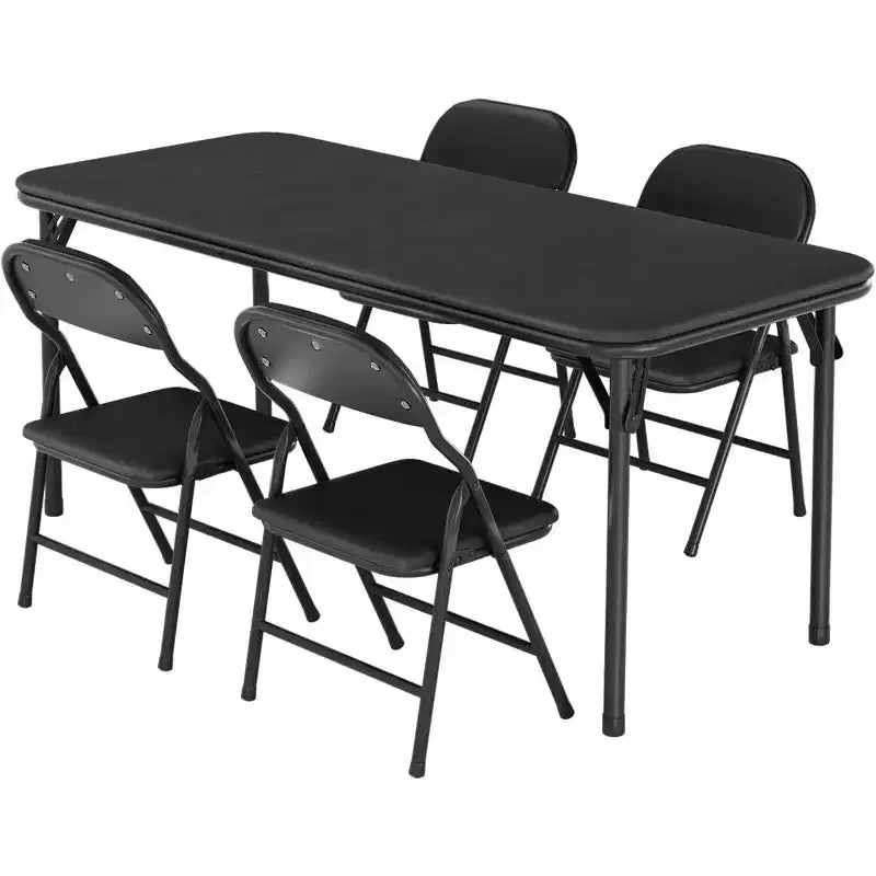 Ensemble table et chaises pliantes pour garçons et filles, 3 pièces, table et chaises portables avec coussin souple en PU, convient pour manger, lire et jouer