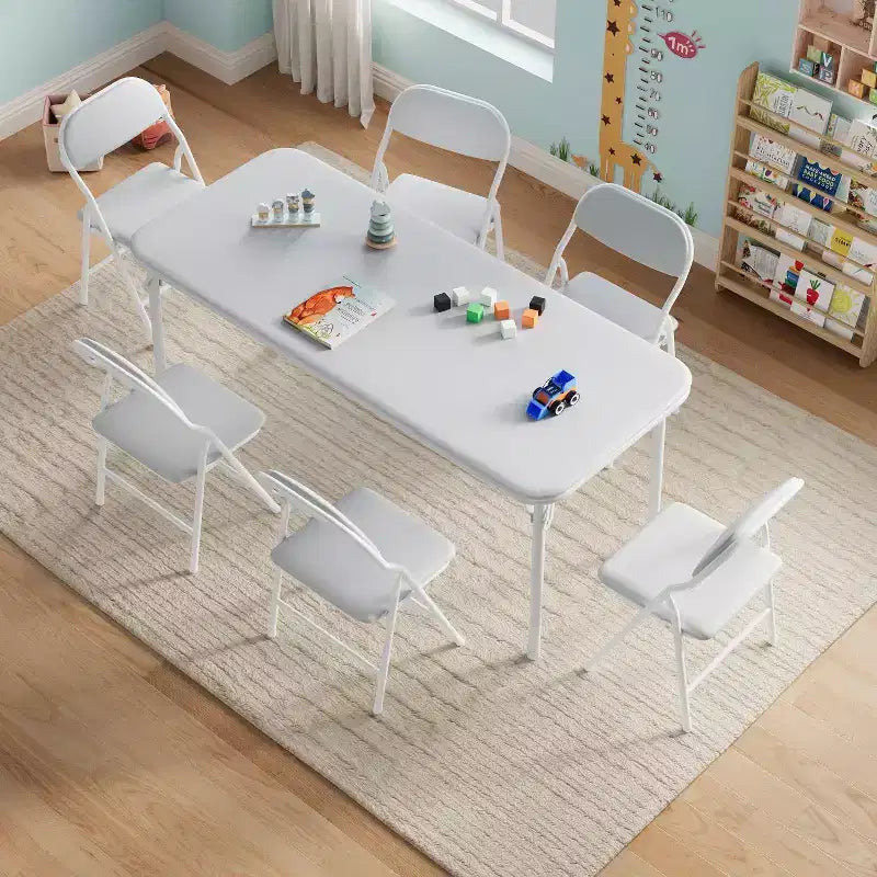 Ensemble table et chaises pliantes pour garçons et filles, 3 pièces, table et chaises portables avec coussin souple en PU, convient pour manger, lire et jouer
