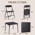 Chaises et table pliantes en métal, chaises pliantes rembourrées en cuir avec coussin confortable, ensemble table et chaises rembourrées pour manger, lire, jouer