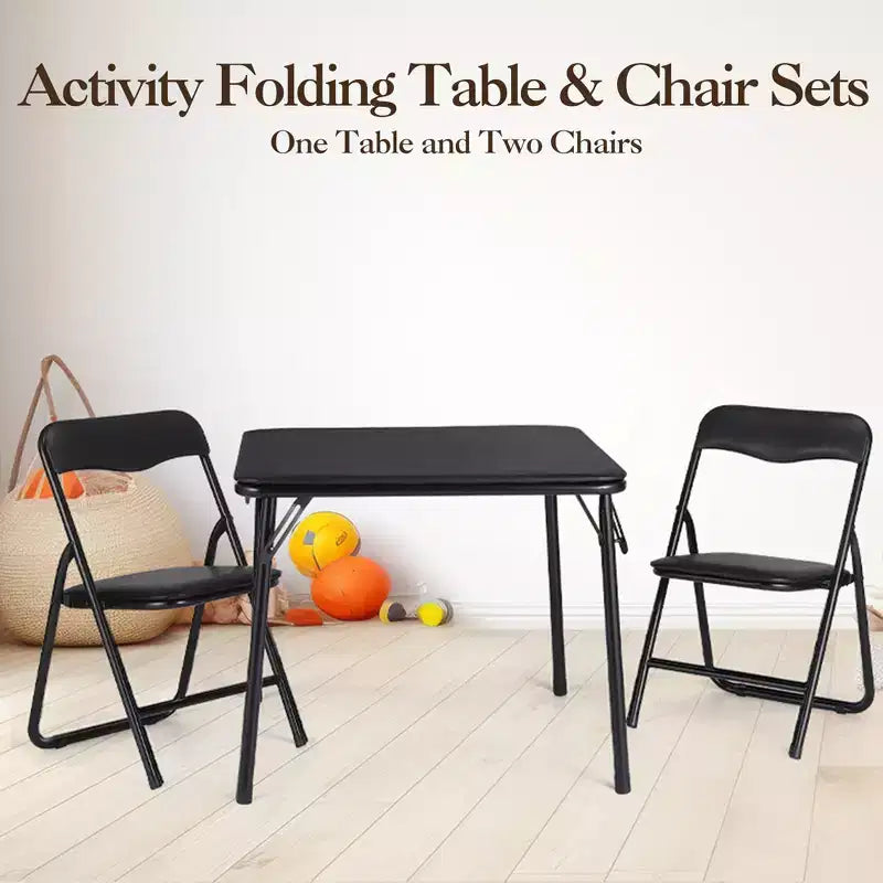 Chaises et table pliantes en métal, chaises pliantes rembourrées en cuir avec coussin confortable, ensemble table et chaises rembourrées pour manger, lire, jouer