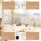 Chaises et table pliantes en métal, chaises pliantes rembourrées en cuir avec coussin confortable, ensemble table et chaises rembourrées pour manger, lire, jouer
