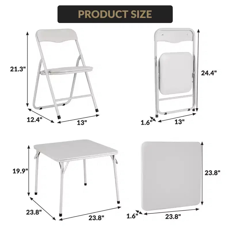 Chaises et table pliantes en métal, chaises pliantes rembourrées en cuir avec coussin confortable, ensemble table et chaises rembourrées pour manger, lire, jouer