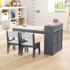 Table et chaises pour enfants Costway avec rouleau de papier Bureau d'étude en bois pour activités ludiques Gris/Naturel