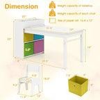Table et chaises pour enfants Costway avec rouleau de papier Bureau d'étude en bois pour activités ludiques Gris/Naturel