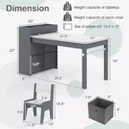 Table et chaises pour enfants Costway avec rouleau de papier Bureau d'étude en bois pour activités ludiques Gris/Naturel