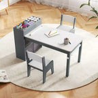 Table et chaises pour enfants Costway avec rouleau de papier Bureau d'étude en bois pour activités ludiques Gris/Naturel