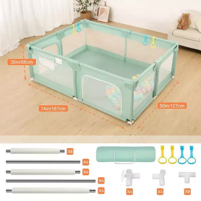 Parc pour bébé GOTGELIF 74x50 à 4 panneaux, spacieux et sécurisé, portable