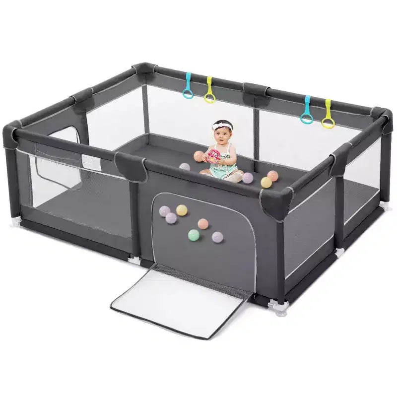 GOTGELIF 74x50 4-Panel Baby Playpen Spacious & Secure Portable Playard