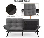 Canapé-lit convertible futon avec dossier réglable et accoudoirs amovibles, causeuse pliable pour petit espace de vie
